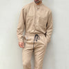 Mens Long sleeved Shirt and Straight Pants Two piece Set