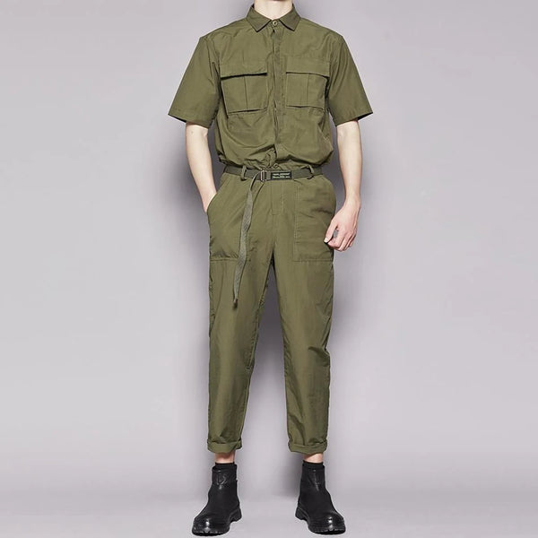 Mens Fashion Suit Short Sleeve Jumpsuit