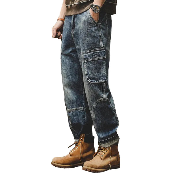 Mens Casual Loose Straight Jeans Work Pants