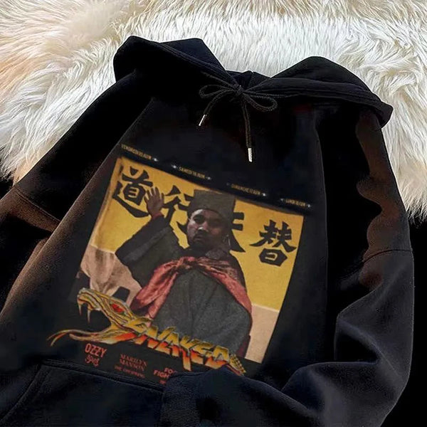 Mens Chinese Elements Print Casual Hoodie
