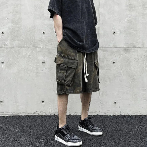 Mens High Street Loose Camouflage Cargo Shorts