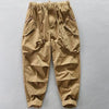 Mens Retro Loose Overalls 3D Pocket Trousers
