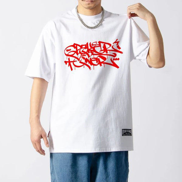 Mens Casual Loose Graffiti Hip-Hop T-Shirt