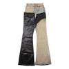 Mens Patchwork Gradient Layered Wax Pants Street Flared Jeans