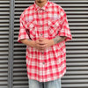 Mens Casual Plaid Lapel Shirt With Embroidered Letters