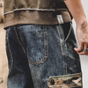 Mens Casual Spring and Autumn Loose Denim Overalls