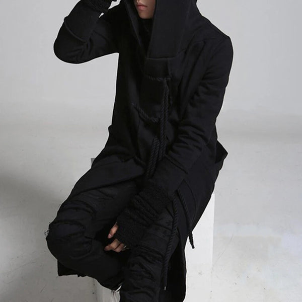 Mens Loose Trendy Hooded Trench Coat