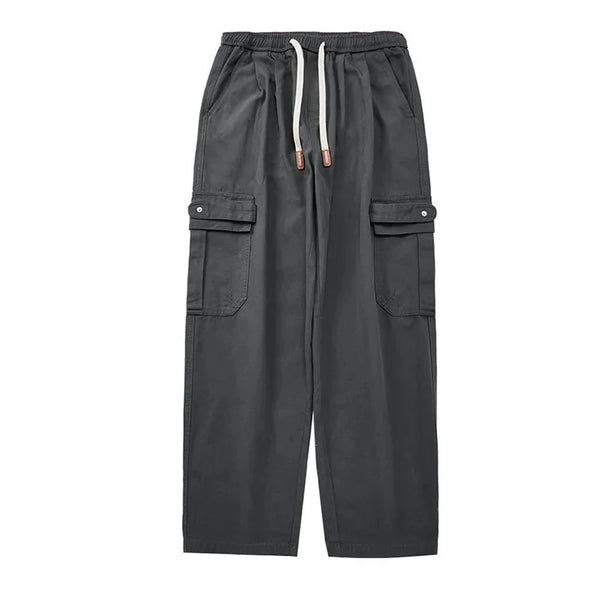 Mens Workwear Casual Spring and Autumn Straight Drawstring Pants