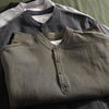 Mens Casual Henry Collar Loose Long-sleeved Top