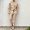 Mens Long sleeved Shirt and Straight Pants Two piece Set