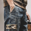 Mens Casual Spring and Autumn Loose Denim Overalls
