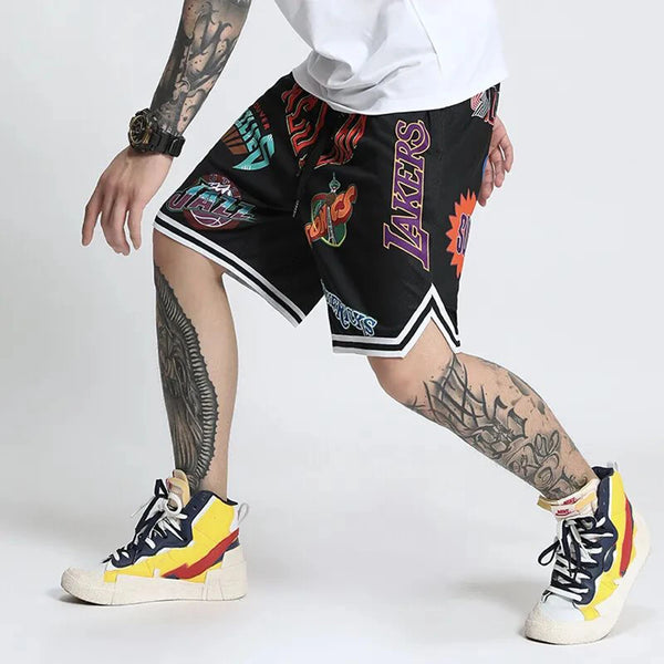Mens American Style Loose Sports Straight Shorts