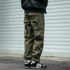 Mens Overalls Embroidered Straight Drawstring Casual Trousers