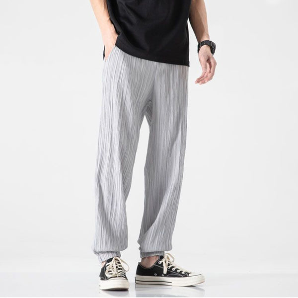 Men's High Street Hip Hop Stripe Casual Loose Drawstring Trousers