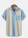 Contrast Color Short Sleeve Casual Men's Hawaiian Shirt