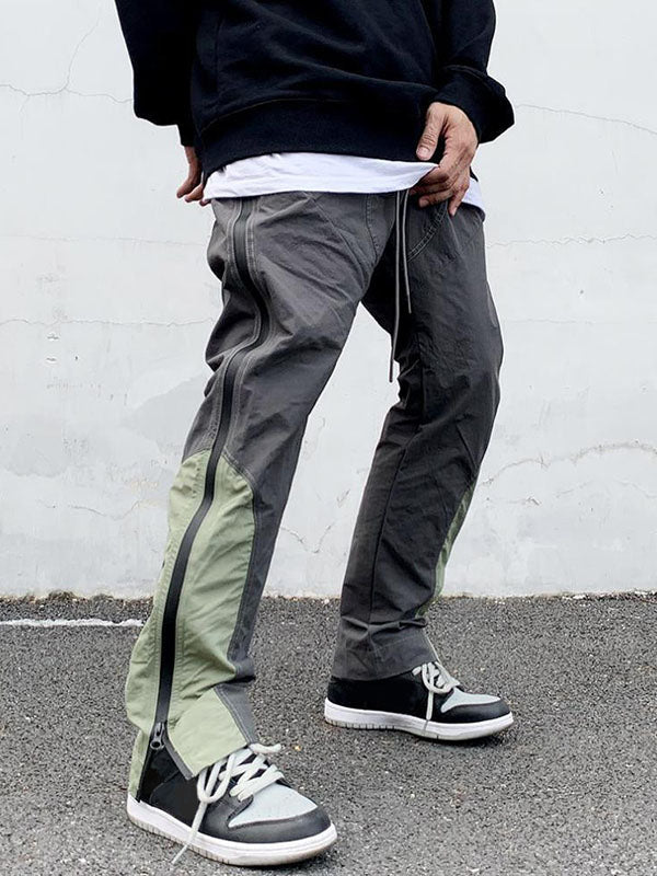 Men's Functional Workwear Stitching Zipper Casual Sweatpants