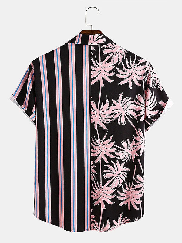 Men's Colour Blocking Striped Print Shirt