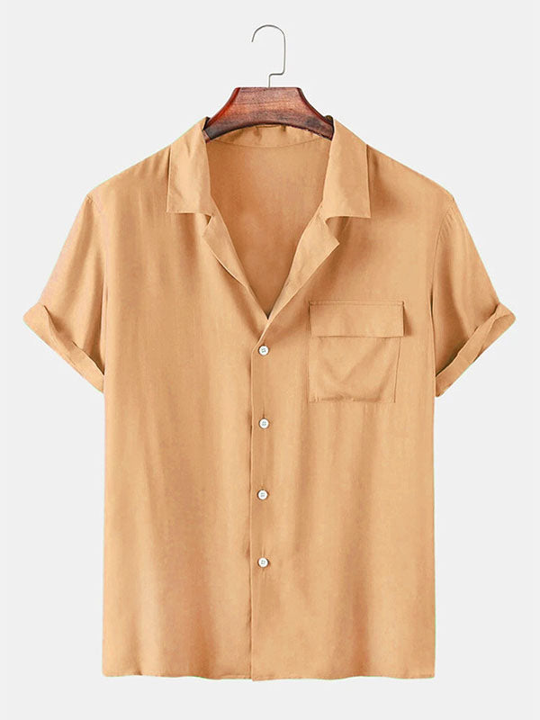 Men's Simple Solid Colour Lapel Shirt