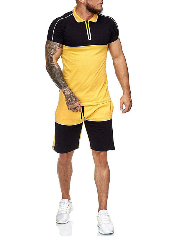 Color Block Casual Summer Sports Suit