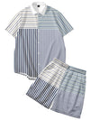 Striped Patchwork Shirt Set