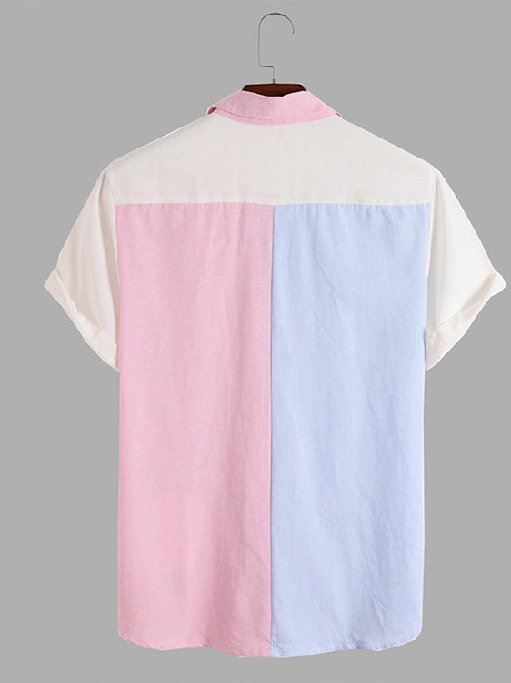 Colour Blocking Lapel Shirt