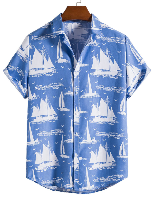 Beach Style Printed Short Sleeve Shirt