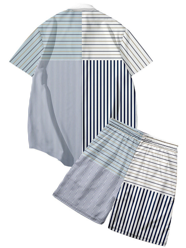 Striped Patchwork Shirt Set