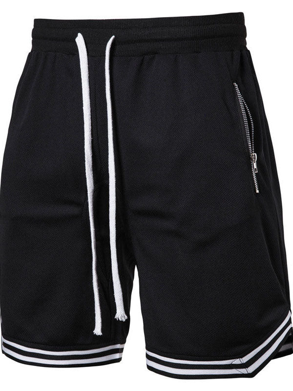 Striped Panel Wide-Leg Basketball Shorts