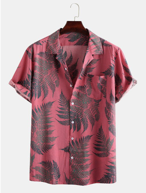 Hawaii Leaf Printed Short Sleeve  Shirt
