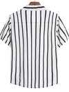 Striped Cotton Linen Lapel Shirt