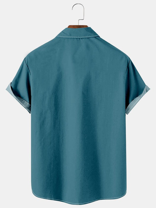 Geometric Color Hawaiian Style Printed Shirt Top
