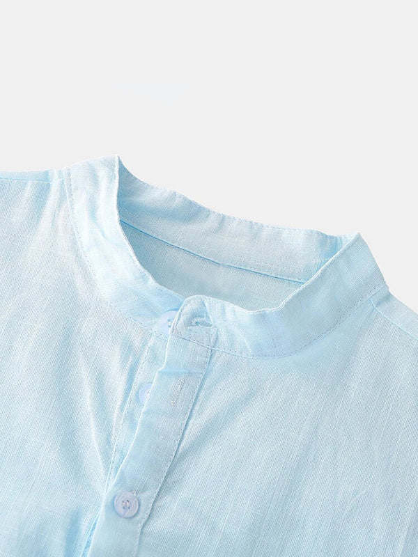 Solid Colour Cotton Linen Casual Shirt