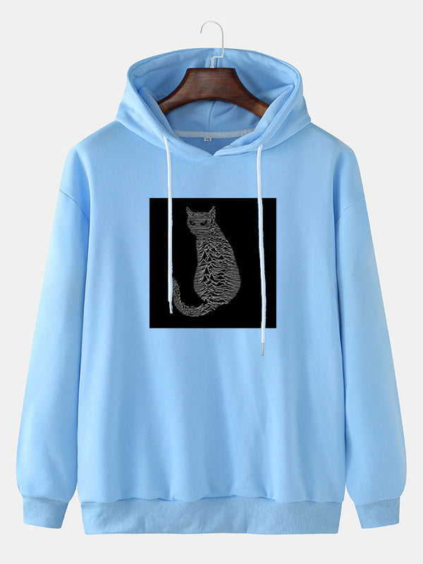 Kitten Print Hooded Sweatshirt