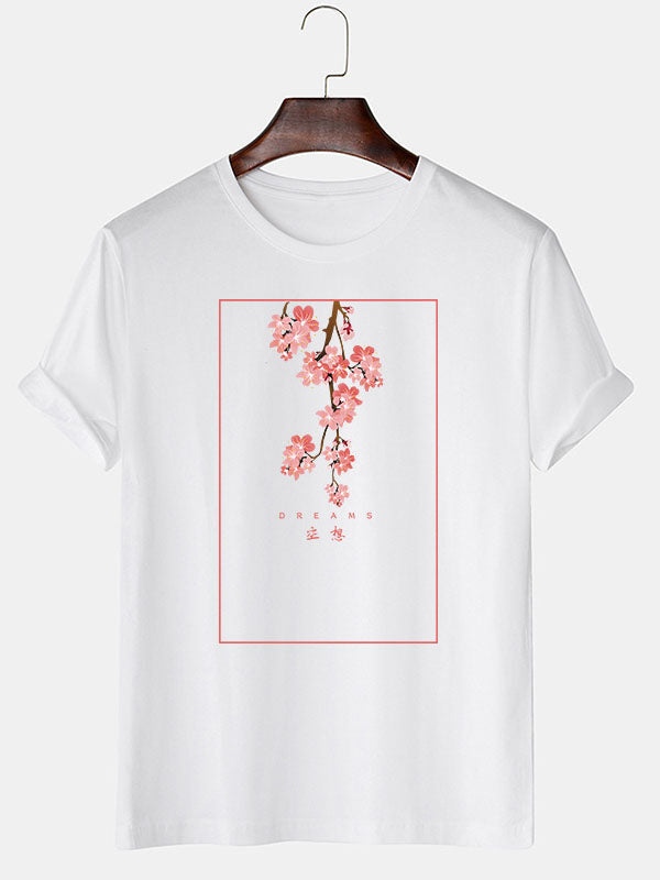 Flowery Branch Print Short Sleeve T-shirt