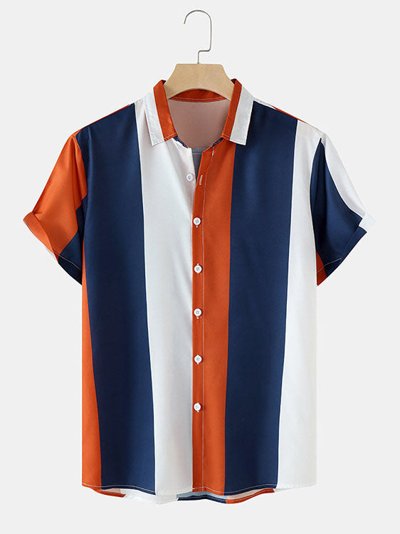 Colourful Striped Lapel Shirt