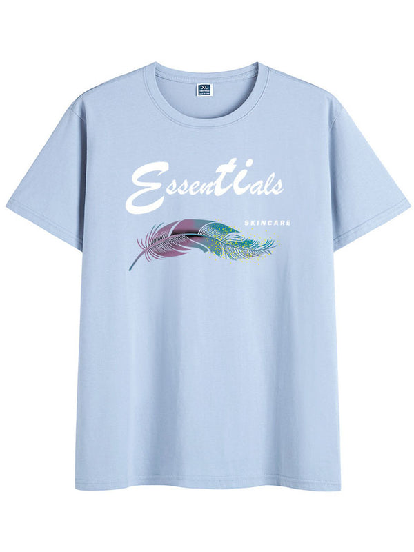Men's Feather Letter Print T-shirt