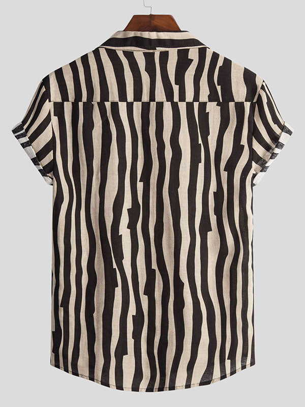 Striped Print Short-Sleeved Shirt