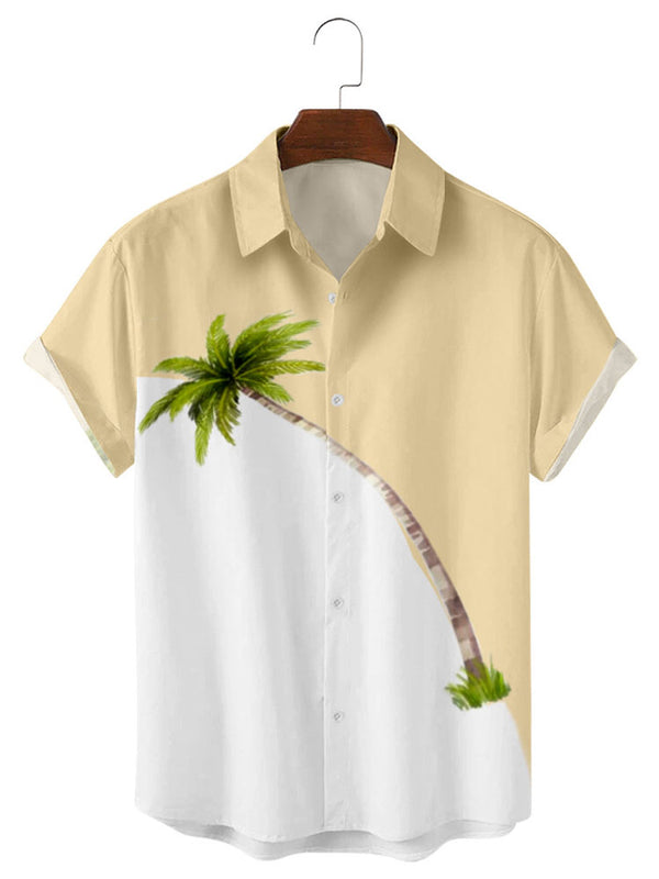 Coconut Tree Color Block Print Shirt