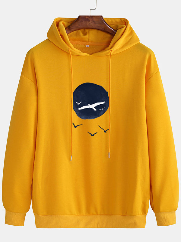 Seagull Print Hooded Sweatshirt