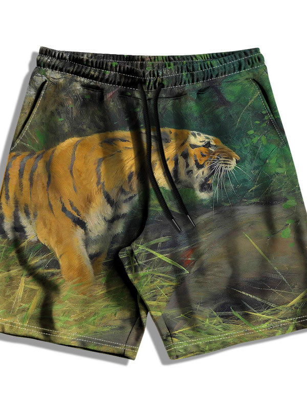 Tiger Graphic Casual Beach Shorts