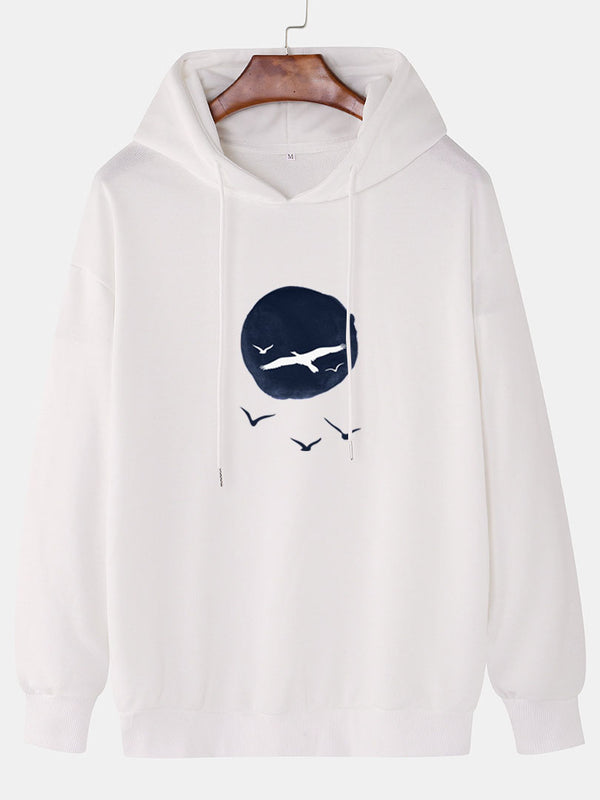 Seagull Print Hooded Sweatshirt