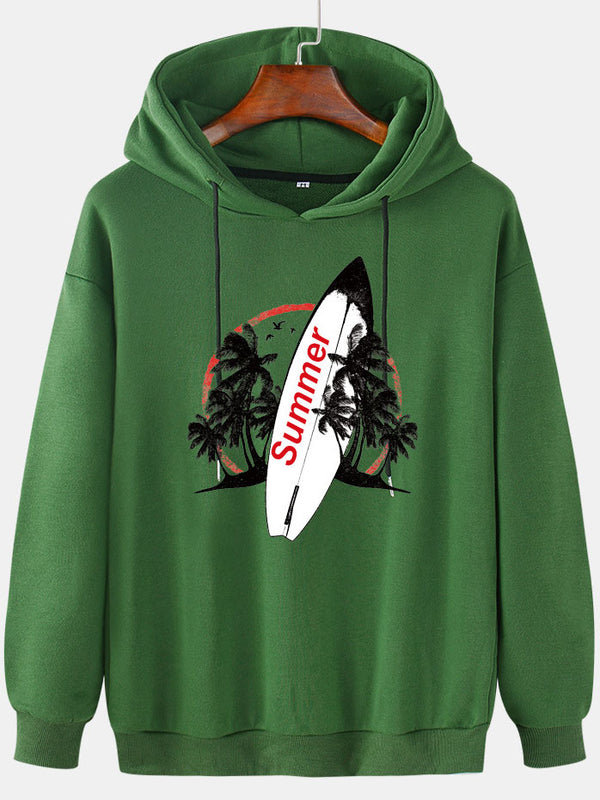 Surfboard Print Hooded Sweatshirt