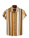 Striped Lapel Casual Short Sleeve Shirt