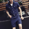 Men's Workwear Vinage Solid Color Jumpsuit Short Sleeve