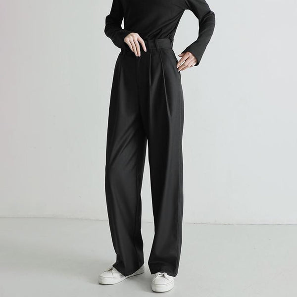 Fashionable high-end pleated design niche drape suit pants for men