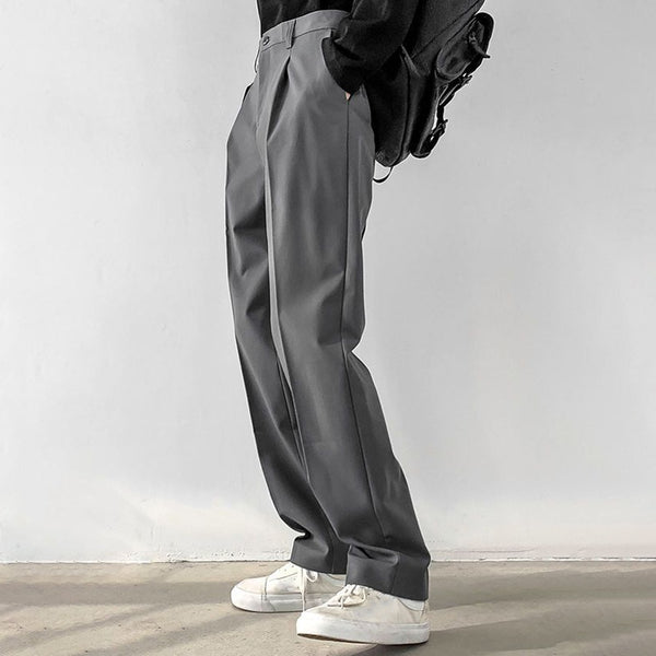 Casual Men's Korean Style Solid Color Twill Suit Wide Leg Pants