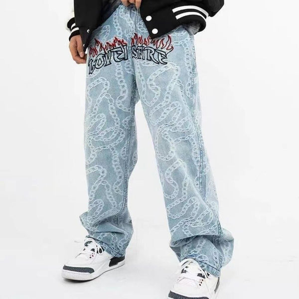 Men's Street Hip Hop Print Jeans