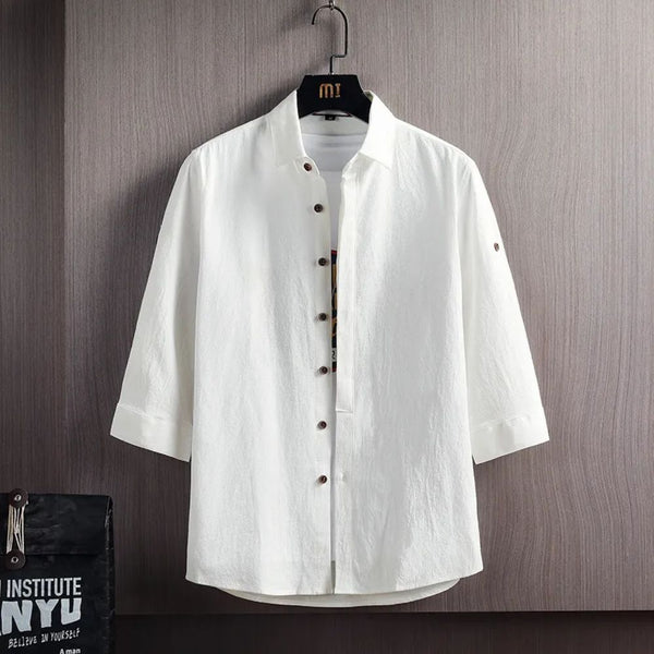 Men's Solid Color Comfortable Stand Collar Shirt