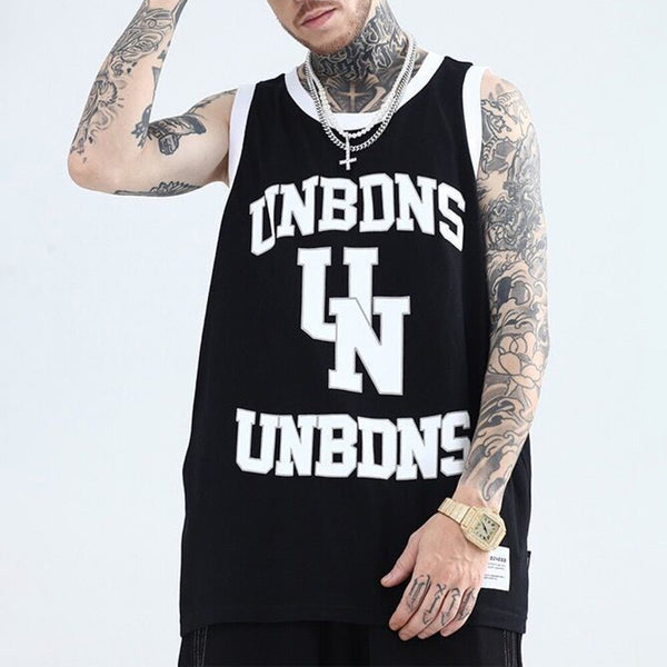 American style street personality print sleeveless sports vest for men
