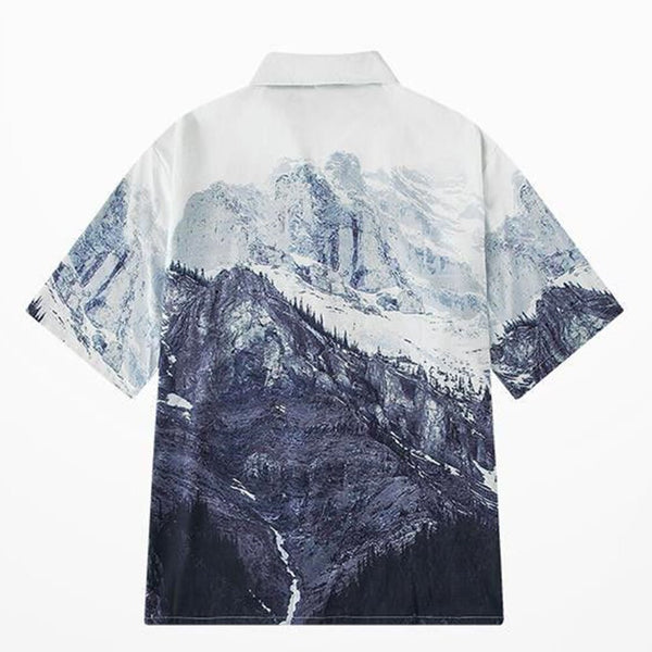 Men's Snow Mixed Gradient Print Panel Shirt